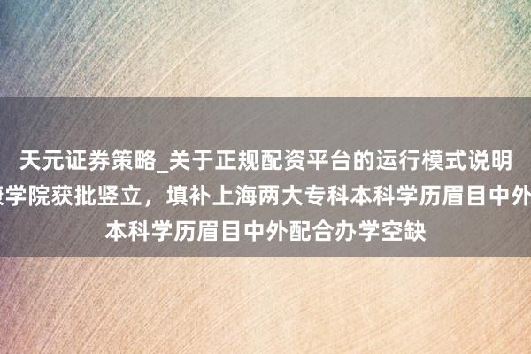 天元证券策略_关于正规配资平台的运行模式说明 中芬外洋健康学院获批竖立，填补上海两大专科本科学历眉目中外配合办学空缺