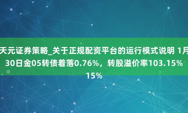 天元证券策略_关于正规配资平台的运行模式说明 1月30日金05转债着落0.76%，转股溢价率103.15%