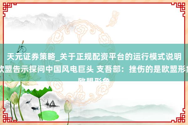 天元证券策略_关于正规配资平台的运行模式说明 欧盟告示探问中国风电巨头 支吾部：挫伤的是欧盟形象