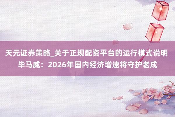 天元证券策略_关于正规配资平台的运行模式说明 毕马威：2026年国内经济增速将守护老成