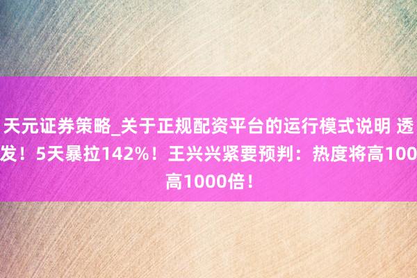 天元证券策略_关于正规配资平台的运行模式说明 透顶爆发！5天暴拉142%！王兴兴紧要预判：热度将高1000倍！